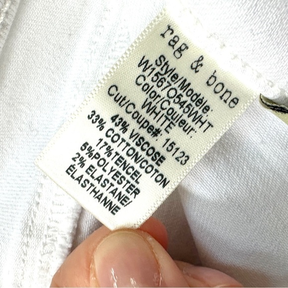 NWT $135 Rag & Bone 10 Inch Capri Jeans with Slit in White 28 - Picture 12 of 14